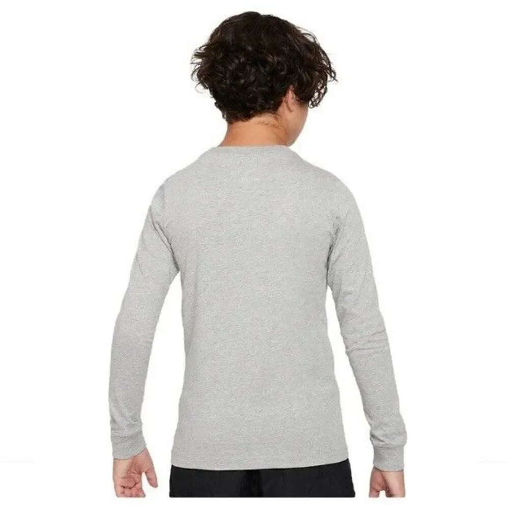 NIKE ❤️🔥NIKE SPORTSWEAR BIG KIDS' LONG-SLEEVE T-SHIRT GREY boys girls shirt M